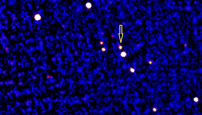 Mosaikbillede fra JEM-X instrumenterne på ESA INTEGRAL satellit viser området tæt på Mælkevejens centrum med to nye røntgen kilder