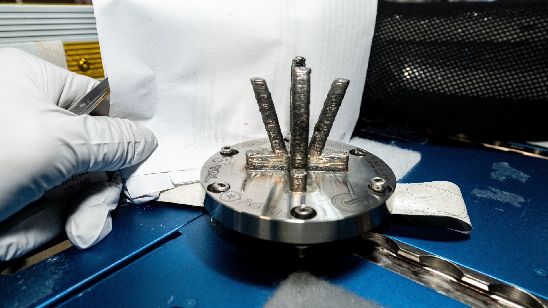 It took several weeks for DTU Space to get the metal object 3D printed aboard the International Space Station, as the operation required a number of safety precautions. Photo: ESA/NASA.